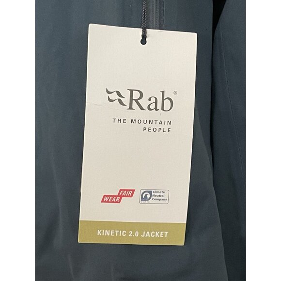 RAB KINETIC 2.0 WATERPROOF JACKET Mens Size XL Hooded Zip Pockets Coat - Picture 11 of 14